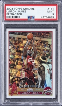 2003-04 Topps Chrome Refractor #111 LeBron James Rookie Card - PSA MINT 9